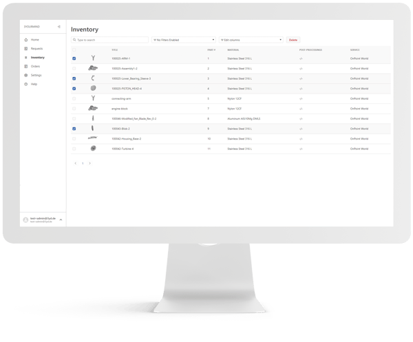 3YOURMIND Digital Inventory with selected assemblies