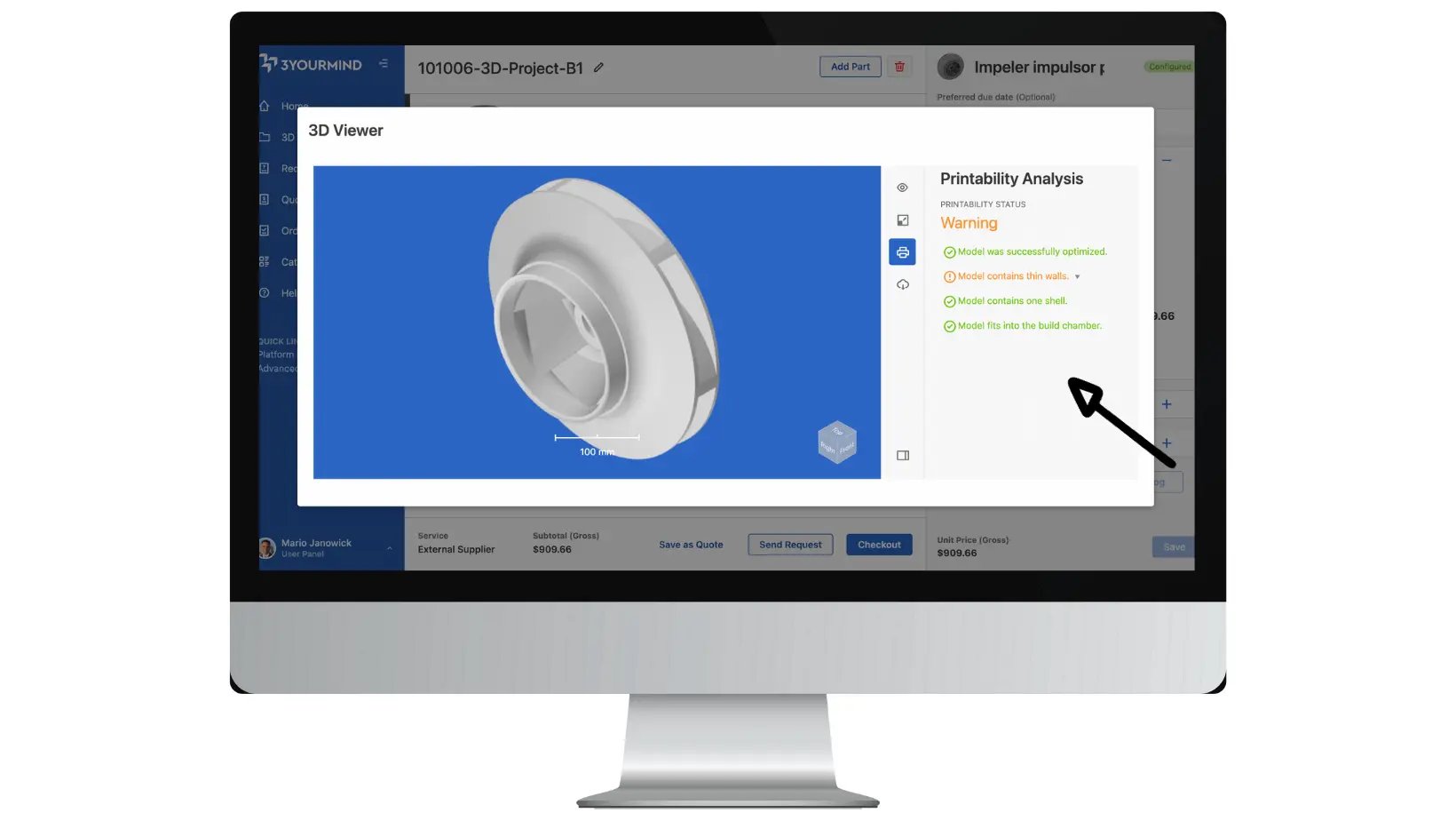 On-demand manufacturing software can analyze parts for 3D printability.