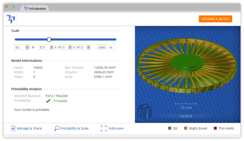 3D model analysis for 3D printing in Polyamide