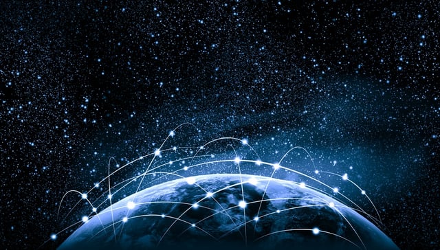 Blue vivid image of globe. Globalization concept. Elements of this image are furnished by NASA.jpeg